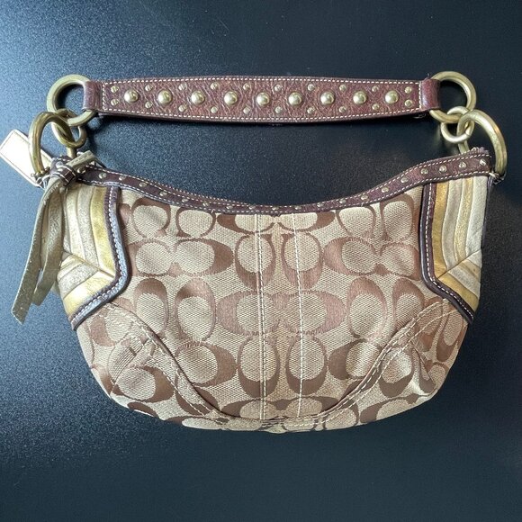 Coach Vintage Signature Jacquard w/ Metallic Detail Hobo Hand Bag - Preowned - Picture 3 of 10